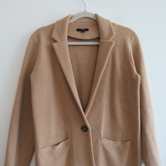 J. CREW Cecile Relaxed Knit Sweater Blazer One-Button in Camel Preppy Size XXS - Picture 4 of 14